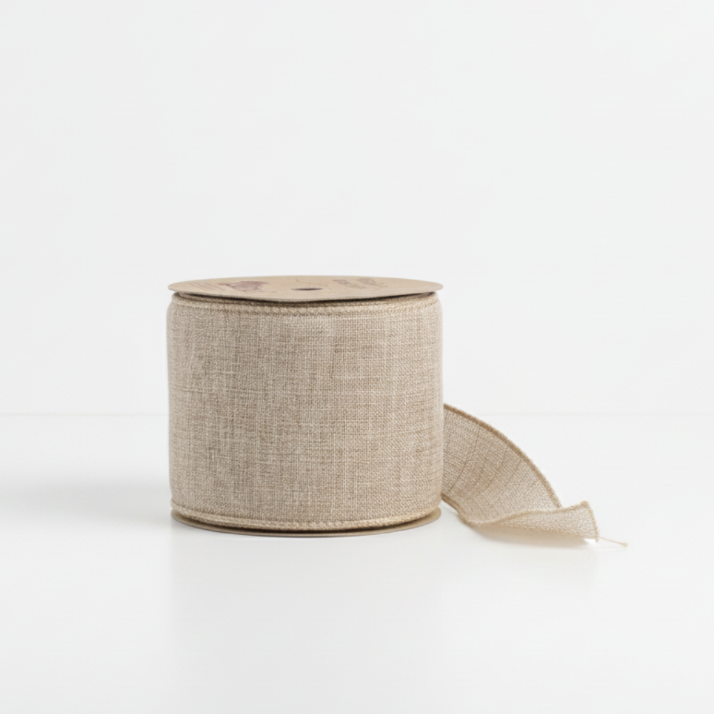 Plátnová stuha 6,3 cm / 5 m – přírodní – rustikální dekorace a aranžmá